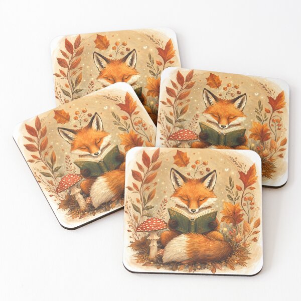 Item preview, Cozy Autumn Fox Reading Book Wall Art | Cute Woodland Fox Print | Fall Cottagecore Decor | Book Lover Gift | Forest Animal Art designed and sold by AbstractAuraArt.