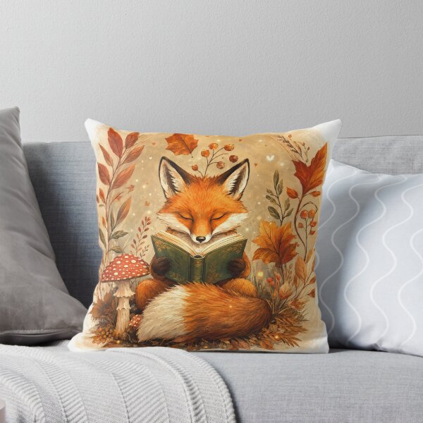Item preview, Cozy Autumn Fox Reading Book Wall Art | Cute Woodland Fox Print | Fall Cottagecore Decor | Book Lover Gift | Forest Animal Art designed and sold by AbstractAuraArt.