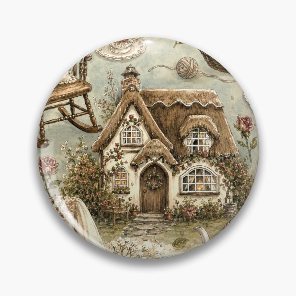 Item preview, Cozy Cottagecore House Wall Art | English Country Cottage Tea & Knitting Print | Grannycore Vintage Home Decor | Rustic Needlework Art designed and sold by AbstractAuraArt.