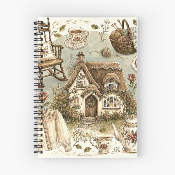 Item preview, Cozy Cottagecore House Wall Art | English Country Cottage Tea & Knitting Print | Grannycore Vintage Home Decor | Rustic Needlework Art designed and sold by AbstractAuraArt.