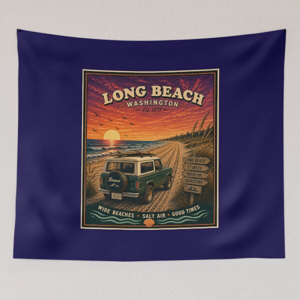 Item preview, Long Beach Washington Vintage Retro Beach Poster designed and sold by Swanny's Custom T-shirt and Gift Designs.