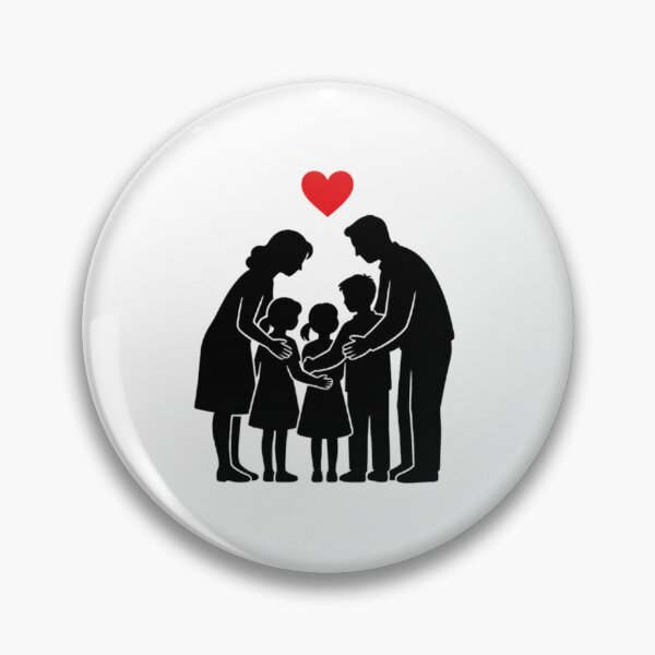 Item preview, Loving Family of Five Silhouette — Red Heart Above designed and sold by Bondingbonding.