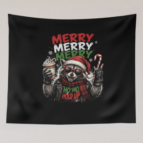 Item preview, Funny Christmas Raccoon Shirt Merry Merry Merry designed and sold by happyshirt27.