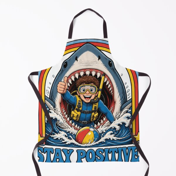 Item preview, Stay Positive Shark Diver Funny Retro Wave Quote designed and sold by DesignEpic22.
