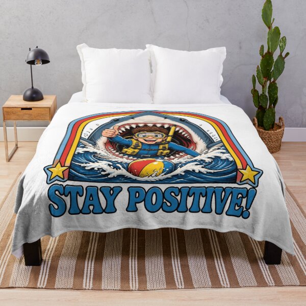 Item preview, Stay Positive Shark Diver Funny Retro Wave Quote designed and sold by DesignEpic22.