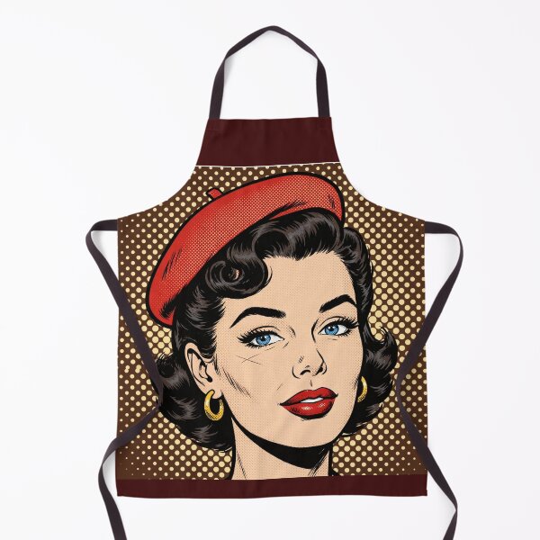 Item preview, Scarred Vintage Woman Red Beret - Retro Comic Portrait Brown Halftone designed and sold by MAISON SYLVIE.