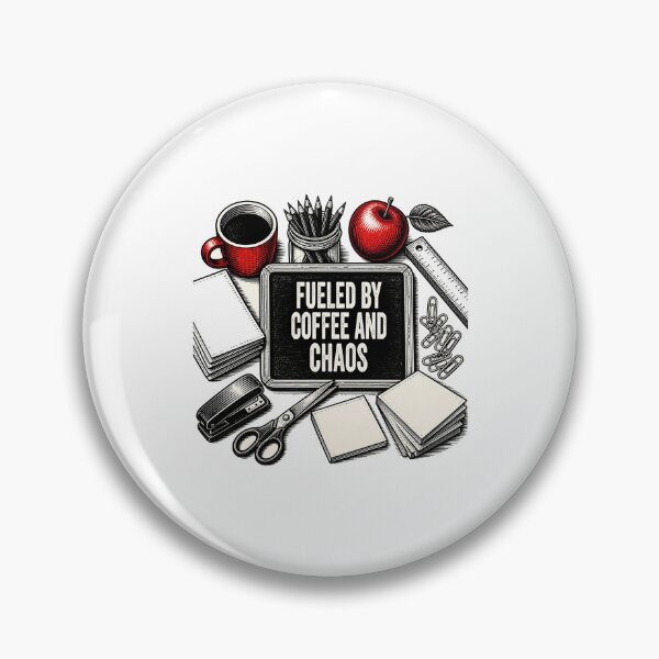 Item preview, Fueled By Coffee And Chaos — Funny Teacher Desk Flat Lay Shirt designed and sold by Uglyandcute.