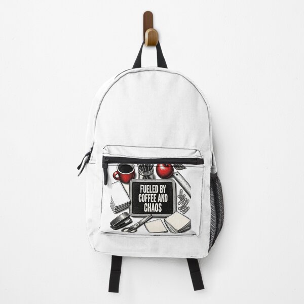 Item preview, Fueled By Coffee And Chaos — Funny Teacher Desk Flat Lay Shirt designed and sold by Uglyandcute.