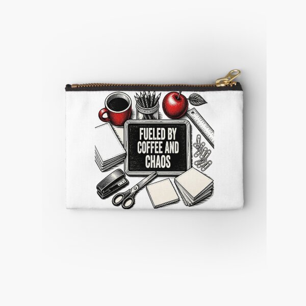 Item preview, Fueled By Coffee And Chaos — Funny Teacher Desk Flat Lay Shirt designed and sold by Uglyandcute.