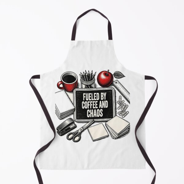 Item preview, Fueled By Coffee And Chaos — Funny Teacher Desk Flat Lay Shirt designed and sold by Uglyandcute.