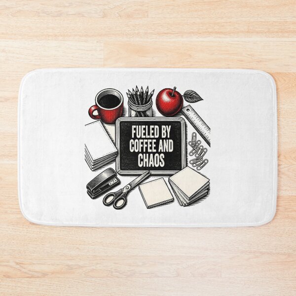Item preview, Fueled By Coffee And Chaos — Funny Teacher Desk Flat Lay Shirt designed and sold by Uglyandcute.