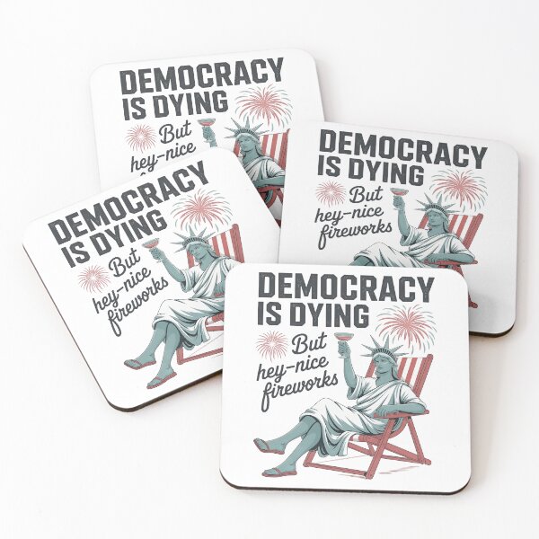 Item preview, Democracy Dying Fireworks Lady Relaxing designed and sold by HollyBellArtSte.