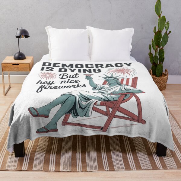 Item preview, Democracy Dying Fireworks Lady Relaxing designed and sold by HollyBellArtSte.