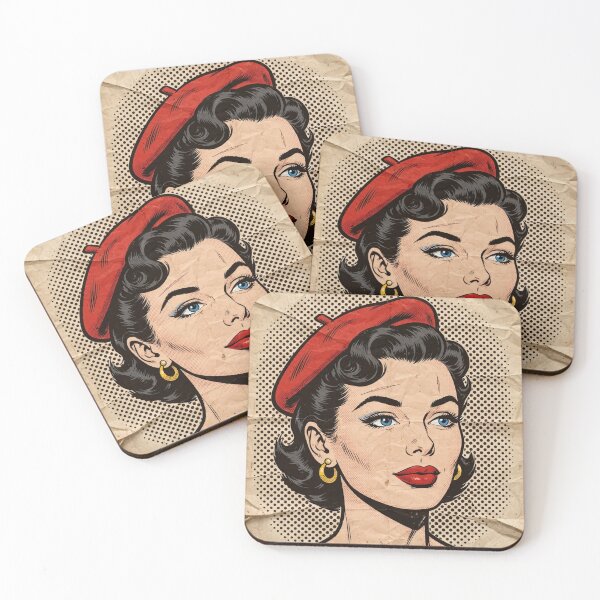 Item preview, Distressed Vintage Pop Art Woman Scar - Retro Comic Paper Texture designed and sold by MAISON SYLVIE.