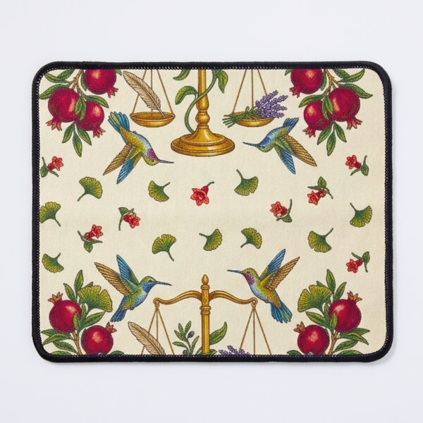 Item preview, The Scale of Flora Antique Botanical Pattern - Passionflower, Pomegranate, and Hummingbird Vintage Symmetrical Art designed and sold by LuxuryApparels.