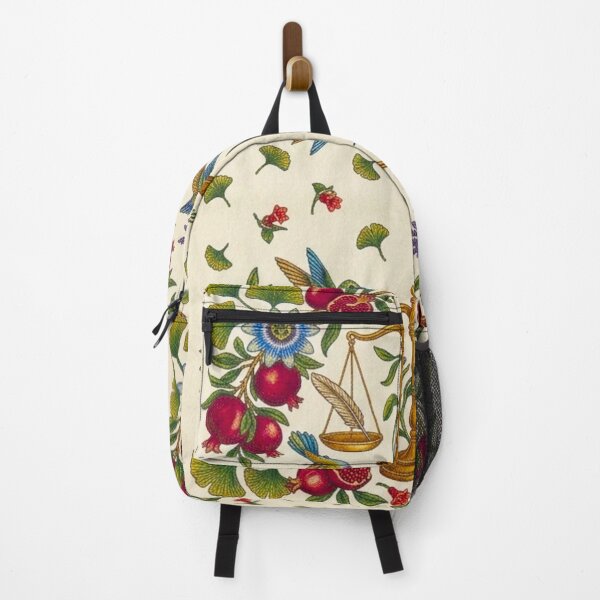 Item preview, The Scale of Flora Antique Botanical Pattern - Passionflower, Pomegranate, and Hummingbird Vintage Symmetrical Art designed and sold by LuxuryApparels.