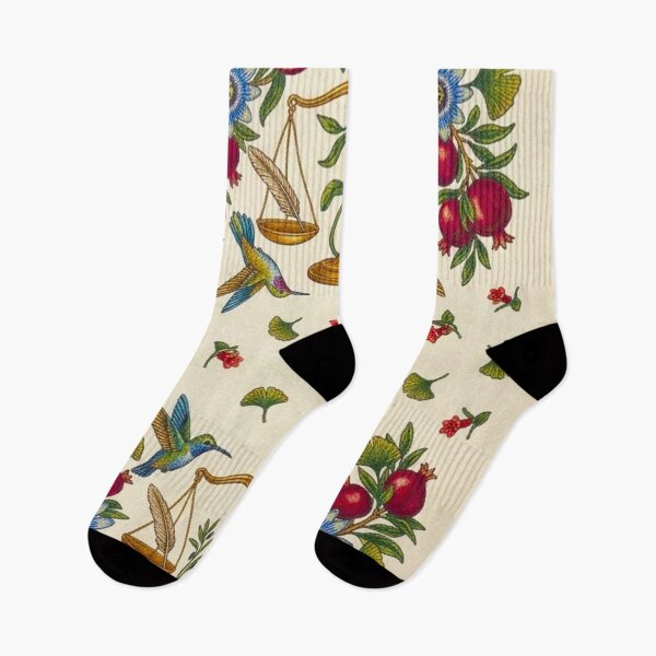 Item preview, The Scale of Flora Antique Botanical Pattern - Passionflower, Pomegranate, and Hummingbird Vintage Symmetrical Art designed and sold by LuxuryApparels.