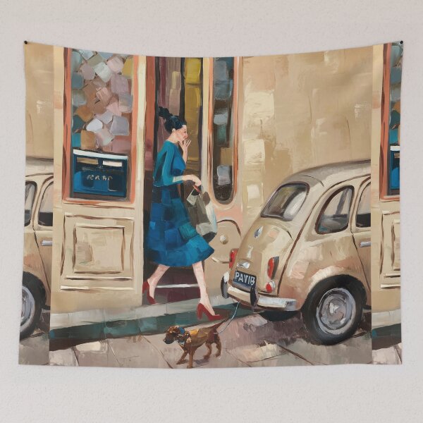 Item preview, Vintage Cinquecento Parisian Street Scene Impressionist Art designed and sold by CARRAANN.