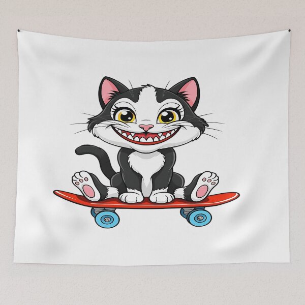 Item preview, Funny Skateboarding Cat – Crazy Grinning Cat on a Skateboard designed and sold by Awarrie.