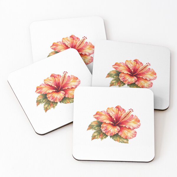 Item preview, Autumn Sunset Hibiscus | Coral Watercolor Flower designed and sold by Nolmo.