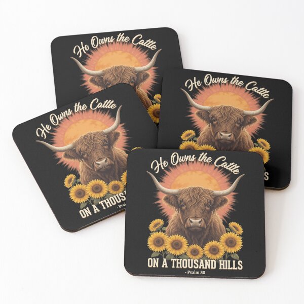 Item preview, He Owns the Cattle on a Thousand Hills Psalm 50 Highland Cow designed and sold by CF_VintageDesign.