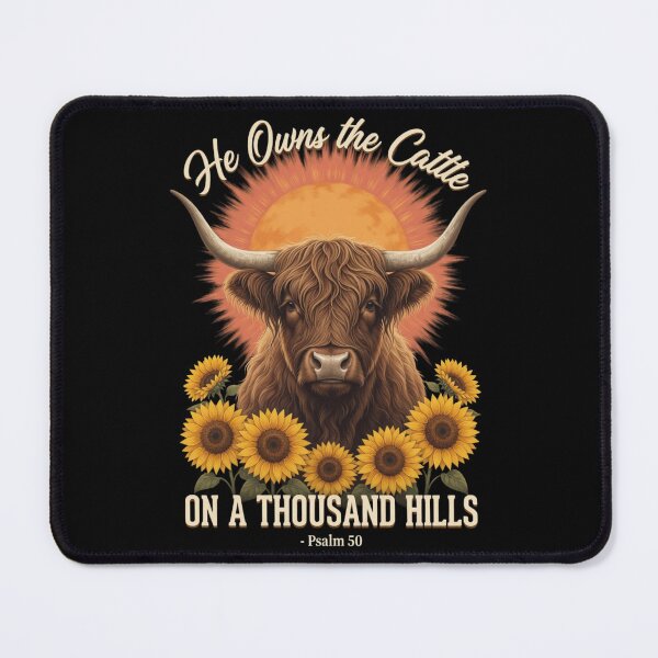 Item preview, He Owns the Cattle on a Thousand Hills Psalm 50 Highland Cow designed and sold by CF_VintageDesign.