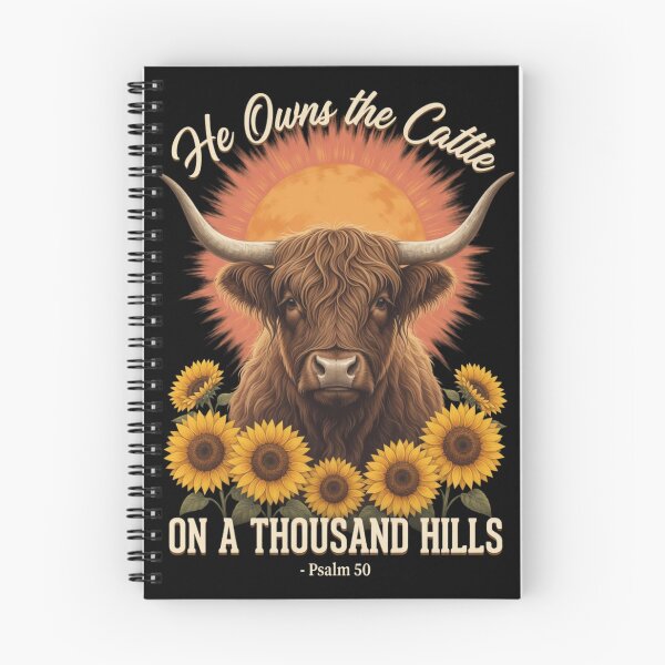 Item preview, He Owns the Cattle on a Thousand Hills Psalm 50 Highland Cow designed and sold by CF_VintageDesign.
