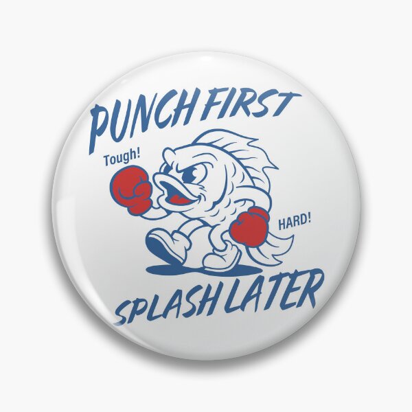 Item preview, Punch First, Splash Later - Funny Retro Boxing Fish_WH designed and sold by AckeeWolf.