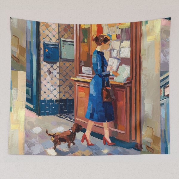 Item preview, Parisian Newsstand Vignette - Retro Aesthetic Street Life Art designed and sold by CARRAANN.