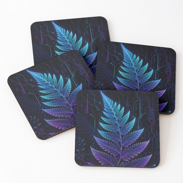 Item preview, Cyber-Botanical Glowing Fern - Futuristic Bioluminescent Neon Plant designed and sold by teemix.