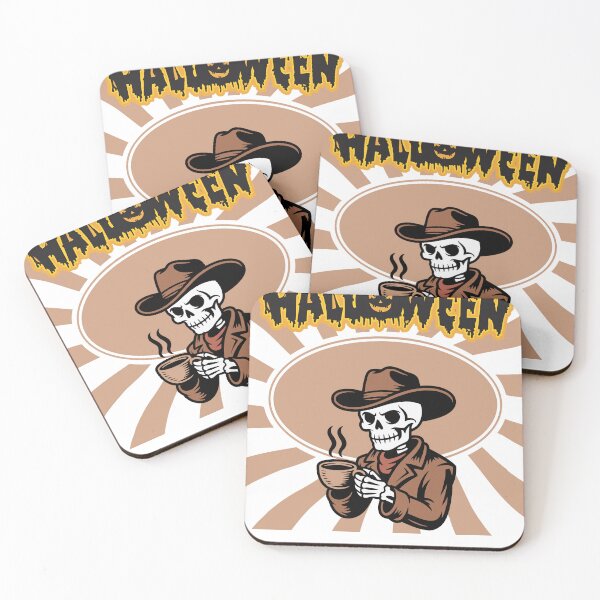Item preview, Halloween Cowboy Skeleton Drinking Coffee designed and sold by     Sela Art .
