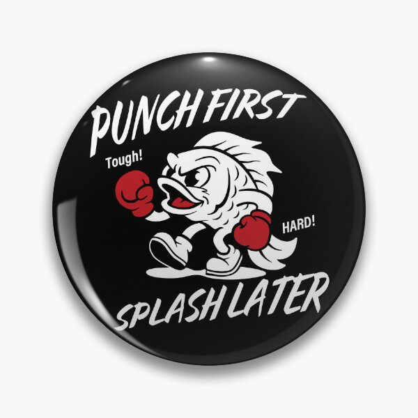 Item preview, Punch First, Splash Later - Funny Retro Boxing Fish_BK designed and sold by AckeeWolf.