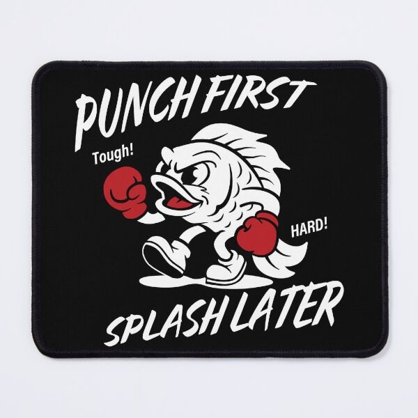 Item preview, Punch First, Splash Later - Funny Retro Boxing Fish_BK designed and sold by AckeeWolf.