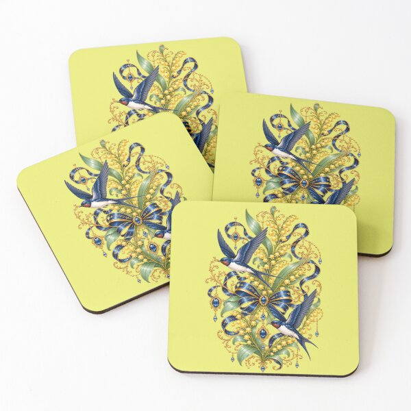 Item preview, Golden Lily of the Valley Swallows – Art Nouveau Sapphire Emblem designed and sold by sunbowjp stadio.