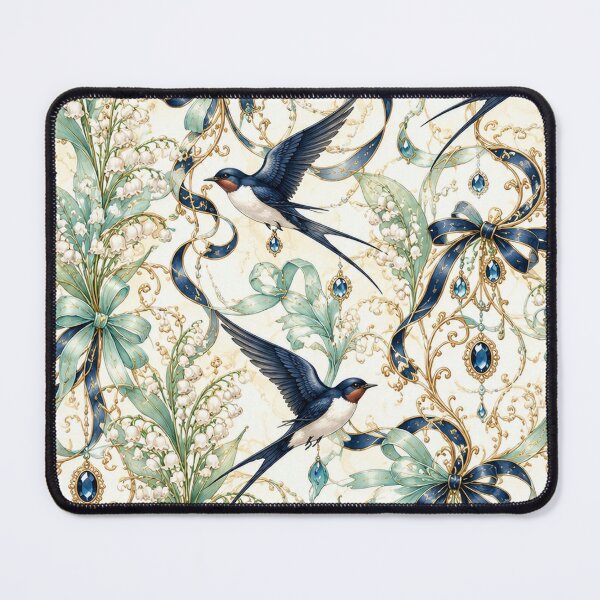 Item preview, Golden Lily of the Valley Swallows – Art Nouveau Sapphire Emblem designed and sold by sunbowjp stadio.