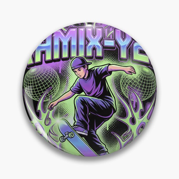 Item preview, RAMIX Y2K Cyber Skate Skateboarder Neo Tribal Chrome Graphic designed and sold by RAMIX-Y2K.