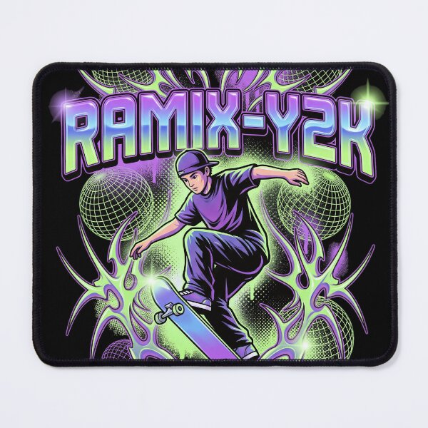 Item preview, RAMIX Y2K Cyber Skate Skateboarder Neo Tribal Chrome Graphic designed and sold by RAMIX-Y2K.