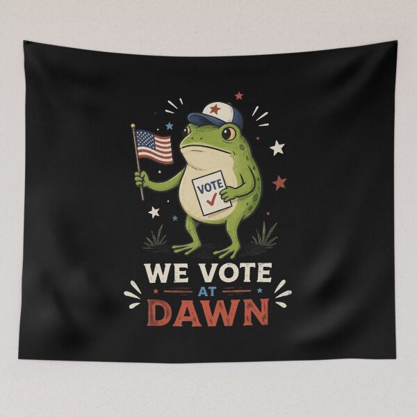 Item preview, We vote at dawn, Funny Frog, Political, Election 2026, Voter, Vote Day, Civil Rights, Election designed and sold by Cchotlan.