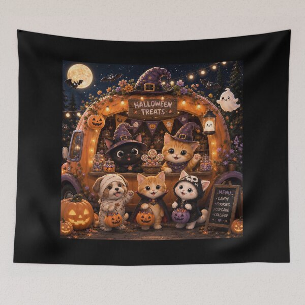 Item preview, Cute Pets Halloween Treats Food Truck Spooky designed and sold by Soluna Studio.