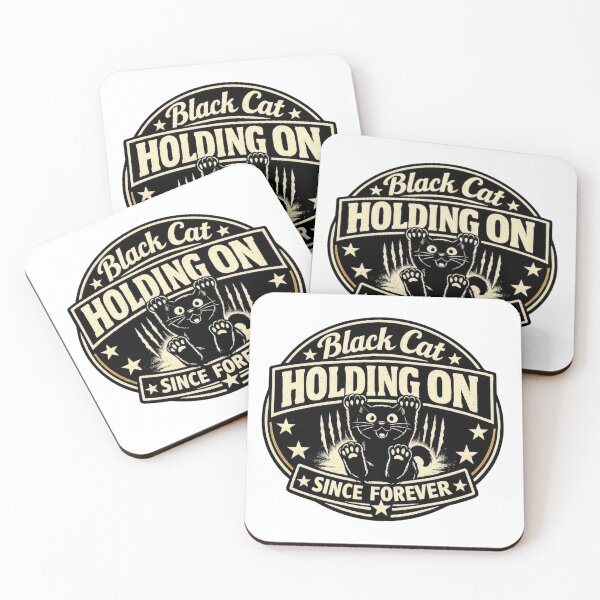 Item preview, Black Cat Holding On Vintage Badge designed and sold by AleksKos.
