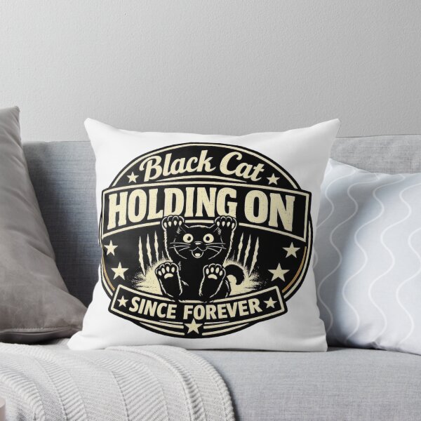 Item preview, Black Cat Holding On Vintage Badge designed and sold by AleksKos.