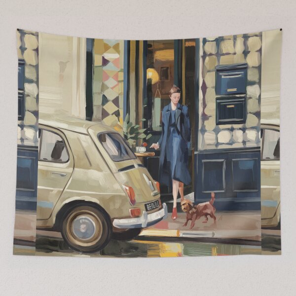 Item preview, Parisian Cafe Vignette - Retro Seicento Street Life Art designed and sold by CARRAANN.