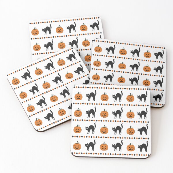 Item preview, Scared Black Cats and Jack O Lanterns Halloween Pattern designed and sold by pixiedustpaint.