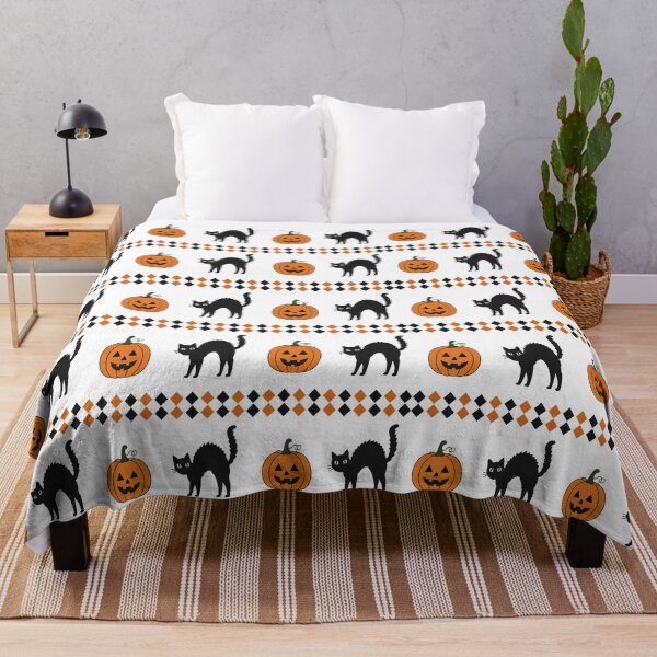 Item preview, Scared Black Cats and Jack O Lanterns Halloween Pattern designed and sold by pixiedustpaint.