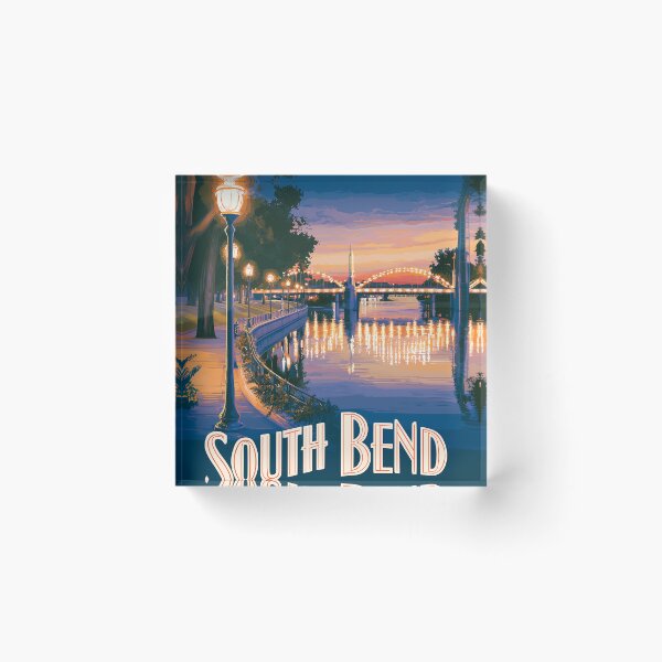Item preview, South Bend Indiana River Walk Vintage Travel Poster designed and sold by Boddicca.