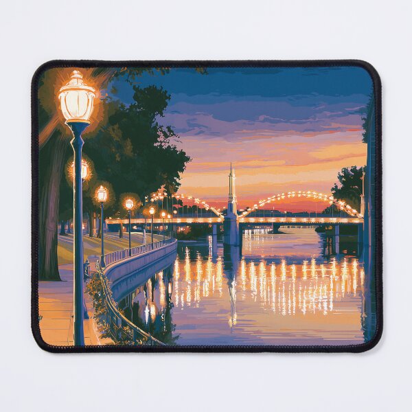 Item preview, South Bend Indiana River Walk Vintage Travel Poster designed and sold by Boddicca.