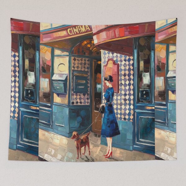 Item preview, Parisian Cinema Vignette - Retro Aesthetic Street Life Art designed and sold by CARRAANN.