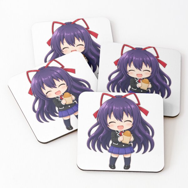 Item preview, Tohka Yatogami eating pose anime waifu school girls Chibi cute 2d pixel art character design illustration designed and sold by sabartgunpla.