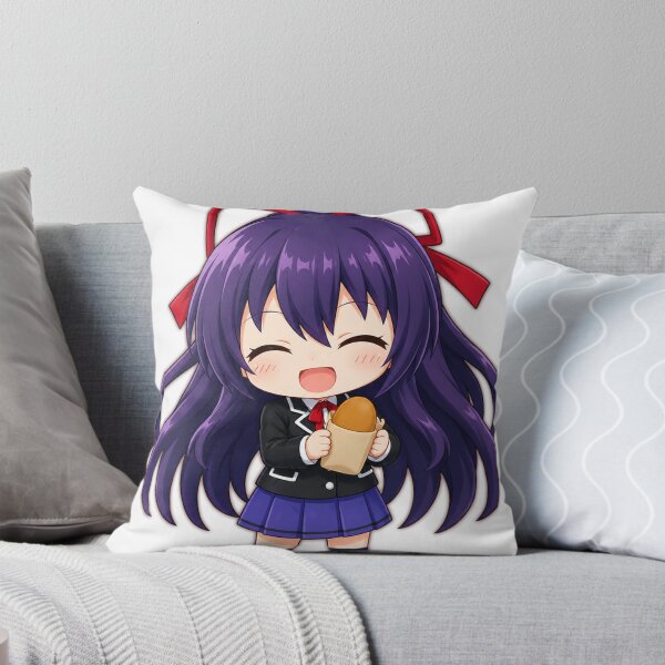 Item preview, Tohka Yatogami eating pose anime waifu school girls Chibi cute 2d pixel art character design illustration designed and sold by sabartgunpla.