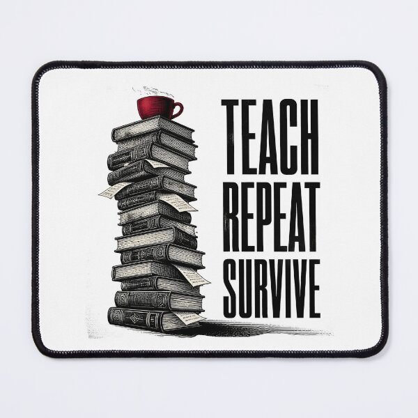 Item preview, Teach Repeat Survive — Funny Teacher Book Stack Coffee Shirt designed and sold by Uglyandcute.